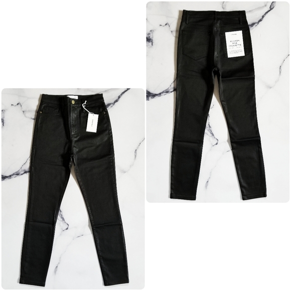 Frame Ali High Rise Cigarette Jean in Noir Coated - Picture 13 of 14